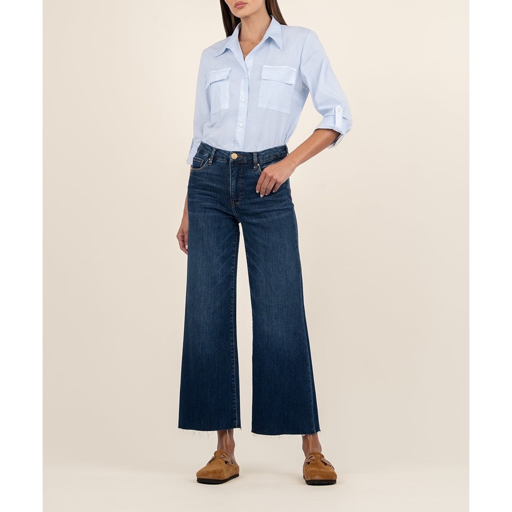 Kut From The Kloth Meg High Rise Fab Ab Wide Leg Jeans Indigo 14 New With Tags